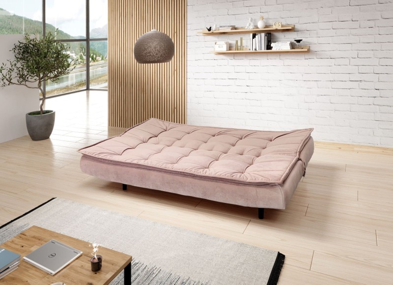 Wersalka Sofa Kanapa LORA Nowoczesna Tkanina Monolith 62 Różowy Funkcja Spania.jpg