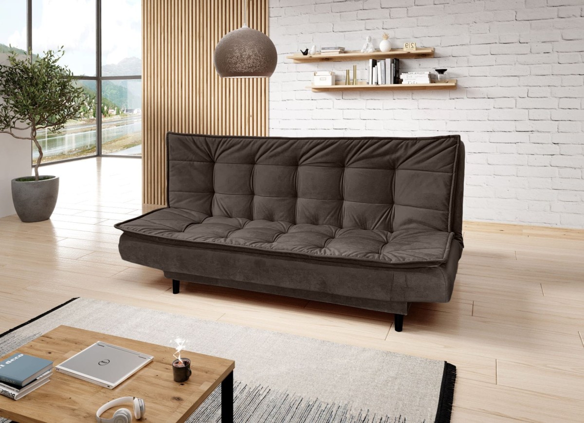 Wersalka Sofa Kanapa LORA Nowoczesna Tkanina Monolith 29 Ciemny Brąz.jpg