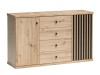 Komoda KALI Dwudrzwiowa 4 Szuflady Szerokość 142 cm Lamele Dąb Artisan Czarna C4.jpg