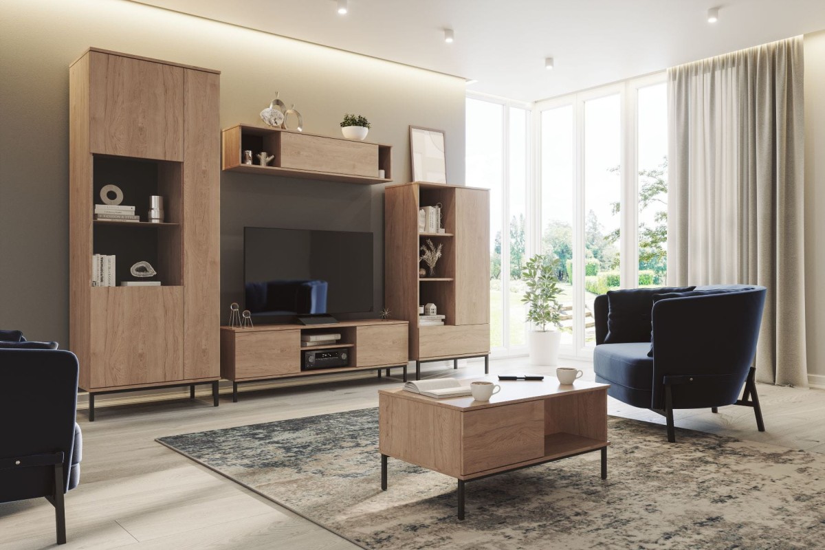 Zestaw Mebli Do Salonu QUERTY Meblościanka Uklad 2 - Dąb Natural Rockford Hickory.jpg