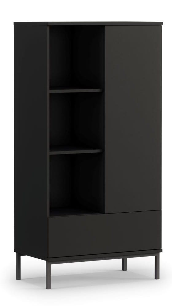 Regał Do Salonu Pokoju Drzwi Szuflada Szafka Komoda Wysoka Witryna Czarny LOFT Wysokie Czarne Nogi QUERTY R70 .jpg