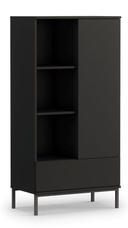 Regał Do Salonu Pokoju Drzwi Szuflada Szafka Komoda Wysoka Witryna Czarny LOFT Wysokie Czarne Nogi QUERTY R70 .jpg