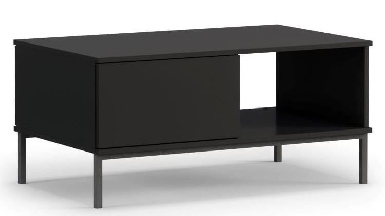 Stolik Kawowy LOFT Czarny Nowoczesny Do Salonu Pokoju Szuflada Wysokie Czarne Nogi QUERTY ŁAWA QT-02 .jpg