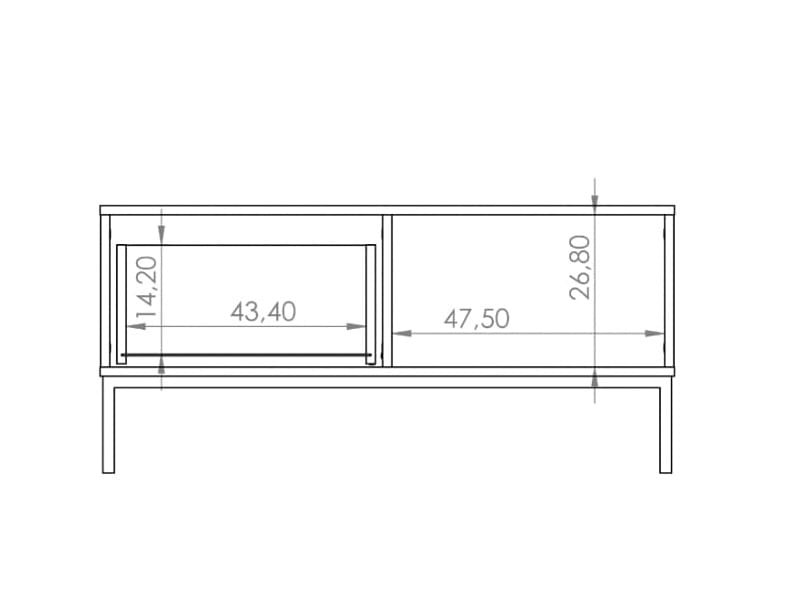 Stolik Kawowy LOFT Biały Nowoczesny Do Salonu Pokoju Szuflada Wysokie Czarne Nogi QUERTY ŁAWA (Biały) QT-02 Wymiary 2.jpg