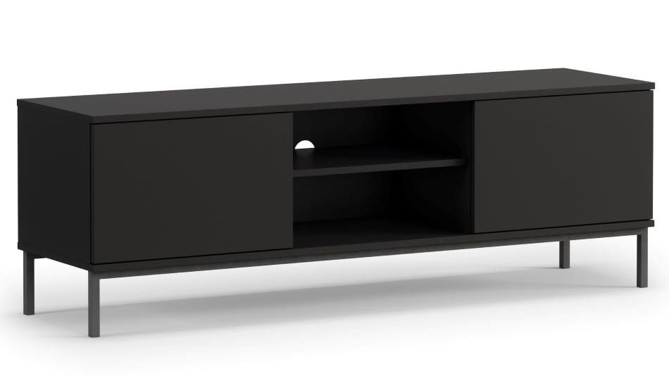 Szafka RTV Stolik Czarna LOFT do Salonu Pokoju Na wysokich Czarnych Nóżkach 150 cm QT-05 QUERTY RTV 2D (Czarny).jpg