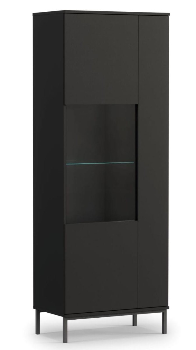 Witryna Czarna Wysoka Do Salonu Pokoju Nowoczesna LOFT Na Wysokich Czarnych Nóżkach QUERTY WIT70 (Czarny) 70 cm LED.jpg