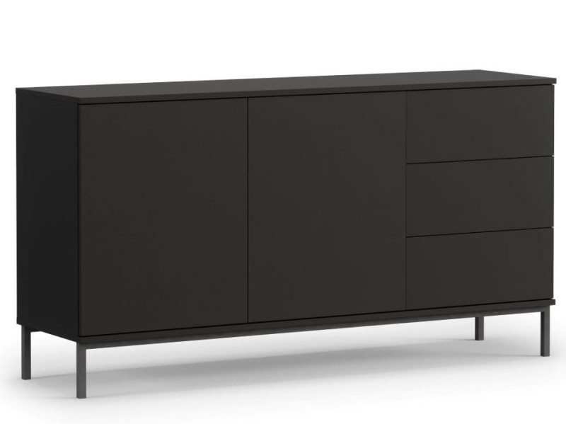 QUERTY K2D3SZ Czarny Komoda QT-01 Czarna LOFT Do Salonu Pokoju Duża Wysokie Czarne Nogi  3 Szuflady 2 Drzwi 150 cm.jpg