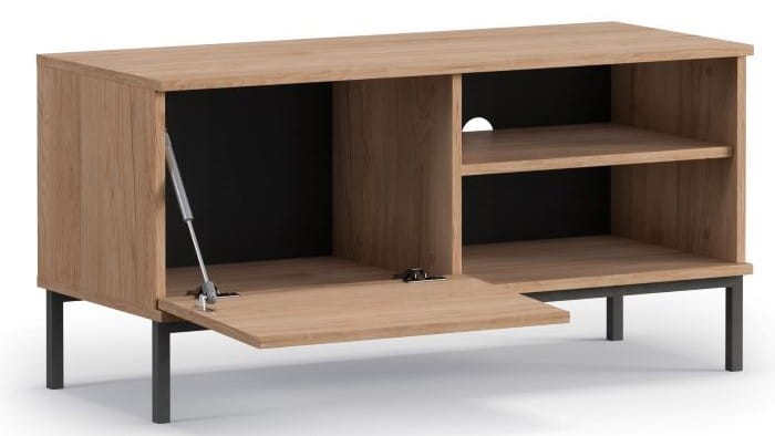 Szafka RTV Stolik Do Salonu Pokoju Pod Telewizor Dąb Wysokie Czarne Nogi LOFT 100 cm QT-04 QUERTY RTV 1D (Natural Rockford Hickory) Środek .jpg