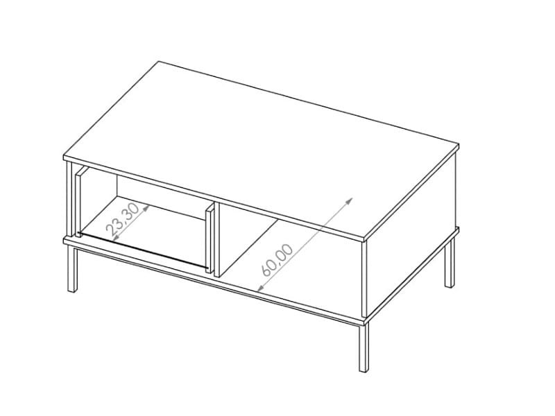 Stolik Kawowy LOFT Biały Nowoczesny Do Salonu Pokoju Szuflada Wysokie Czarne Nogi QUERTY ŁAWA (Biały) QT-02 Wymiary 1.jpg