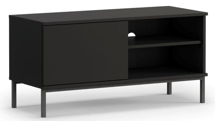 Szafka RTV Stolik Do Salonu Pokoju Pod Telewizor Czarna Wysokie Czarne Nogi LOFT QUERTY RTV 1D (Czarny) 100 cm QT-04.jpg