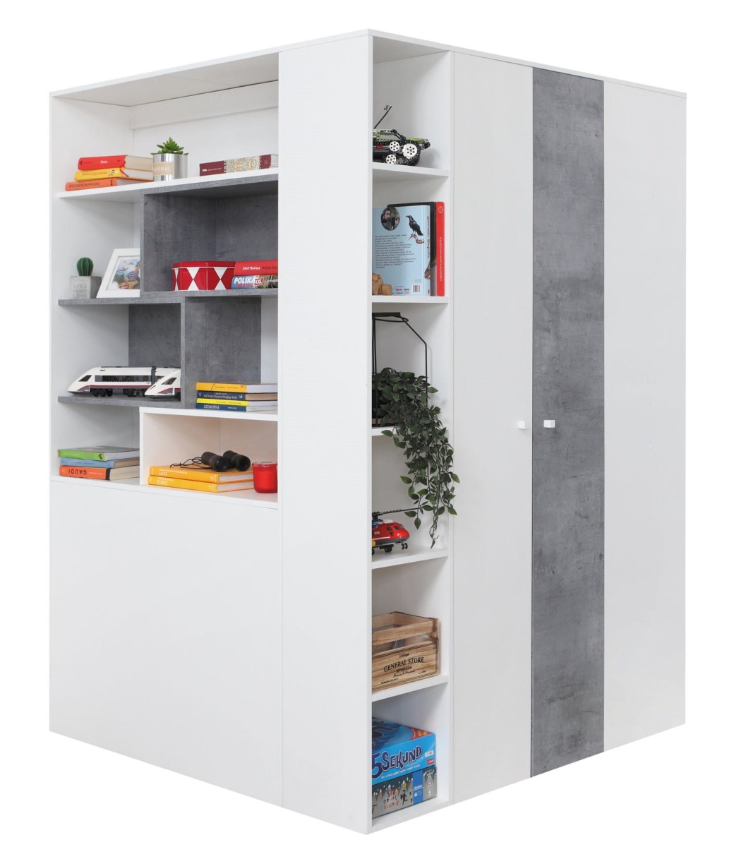 Garderoba Sigma SI 01 Beton Biały  Lux Szafa Półki Regał Drążek Do Pokoju Młodzieżowego Nowoczesna Duża Drzwi.jpg