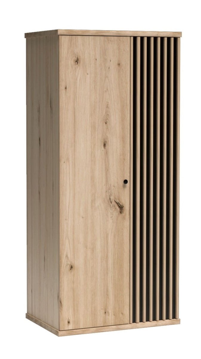 Szafa KALI Dwudrzwiowa Szerokość 86 cm Lamele Dąb Artisan Czarna C1.jpg