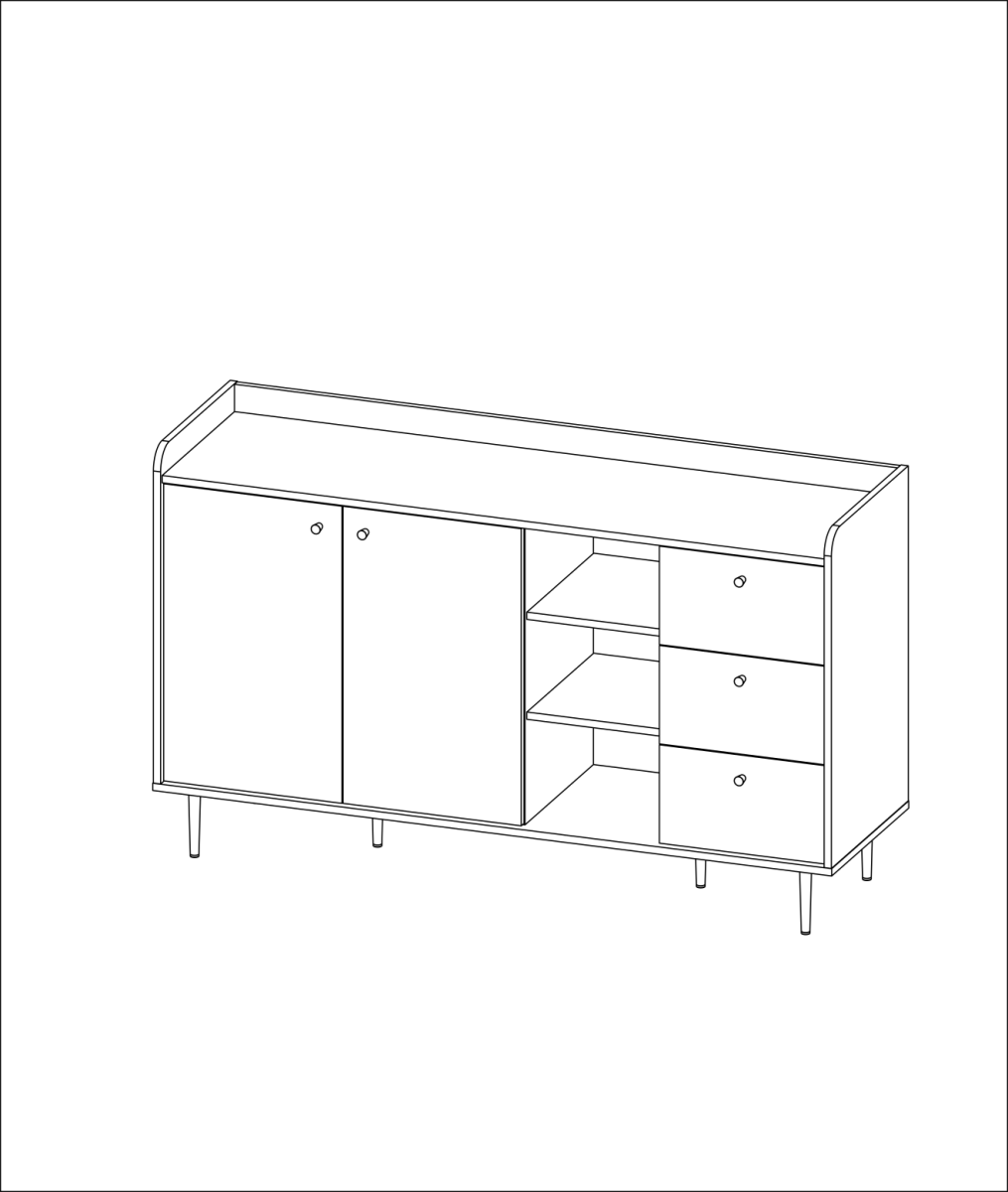 Komoda VASINA VS K2D3SZ Do Salonu Pokoju Sypialni Pojemna Nowoczesna Szerokość 150 cm Szuflady Styl LOFT Wysokie Metalowe Nogi.jpg