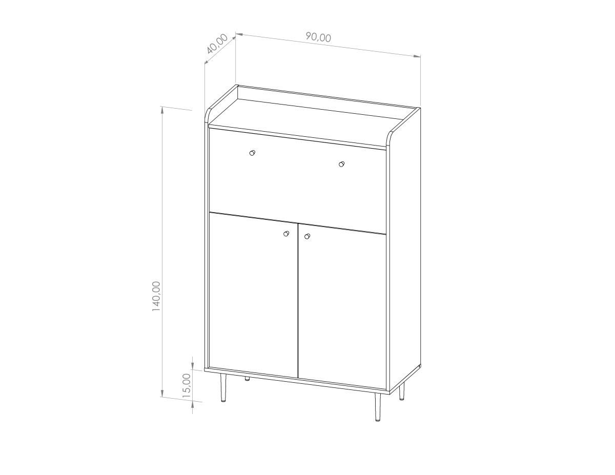 VS KB90 Barek VASINA Szerokość 90 cm Komoda Nowoczesny Styl LOFT Wysokie Metalowe Nóżki Półki Do Salonu Szafka Dwu Drzwiowa N.jpg