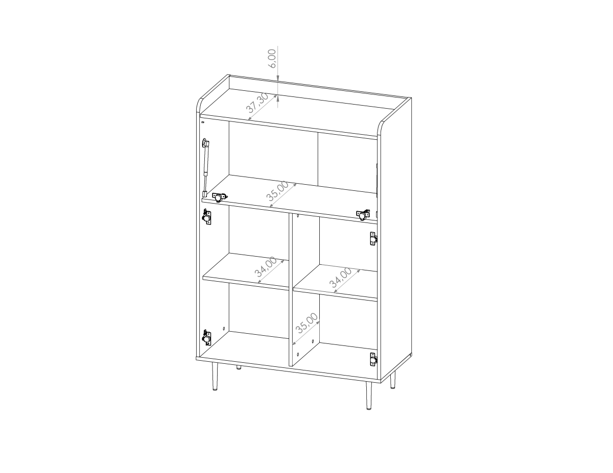 VS KB90 Barek VASINA Szerokość 90 cm Komoda Nowoczesny Styl LOFT Wysokie Metalowe Nóżki Półki Do Salonu Szafka Dwu Drzwiowa N.jpg