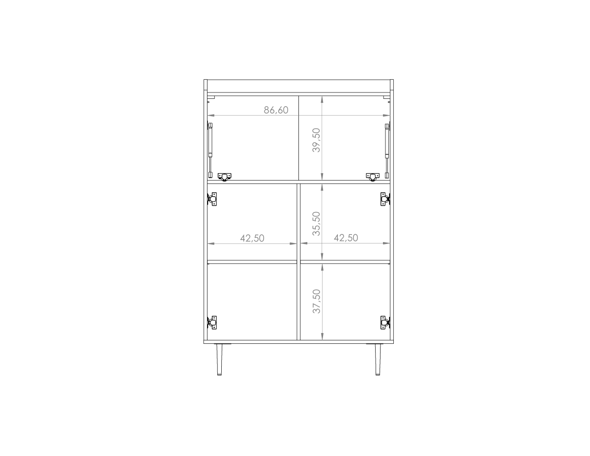 VS KB90 Barek VASINA Szerokość 90 cm Komoda Nowoczesny Styl LOFT Wysokie Metalowe Nóżki Półki Do Salonu Szafka Dwu Drzwiowa N.jpg