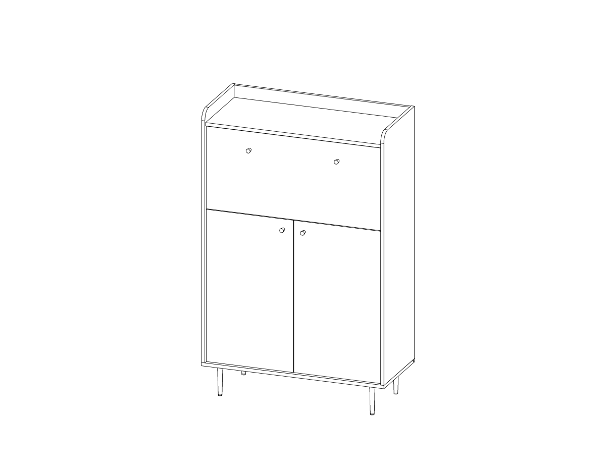 VS KB90 Barek VASINA Szerokość 90 cm Komoda Nowoczesny Styl LOFT Wysokie Metalowe Nóżki Półki Do Salonu Szafka Dwu Drzwiowa N.jpg
