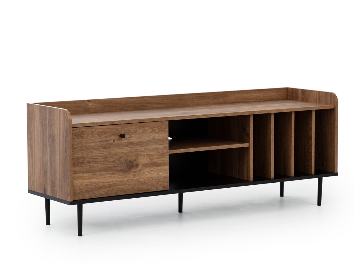 Szafka RTV VS-08 RTV150 Szerokość 150 cm Nowoczesna Do Salonu meblościanka Styl LOFT Wysokie Czaerne Nóżki 15 cm Półka B.jpg