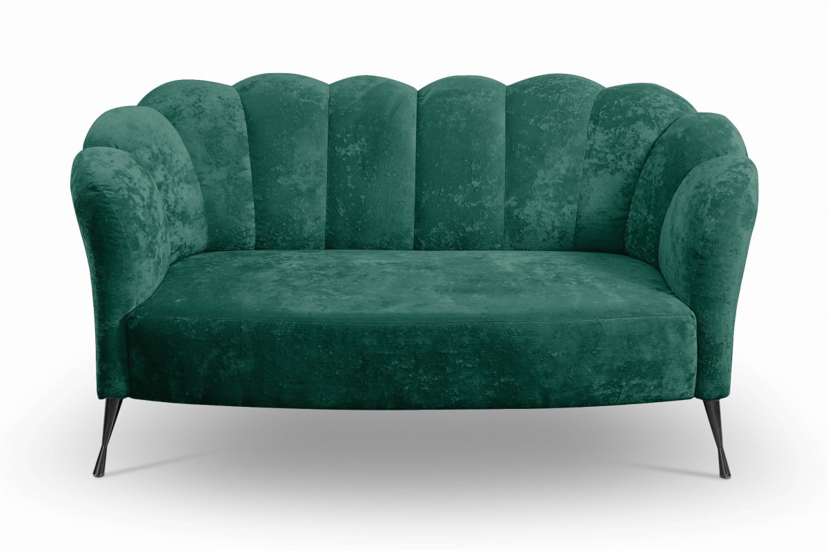 Sofa ADRIA Muszelka Tkanina Eureka 2121 Kanapa Nowoczesny Butelkowa Zieleń Zielona Wysokie Czarne Metalowe Nogi Do Gabinetu Salonu Studia Urody Biura  .jpg