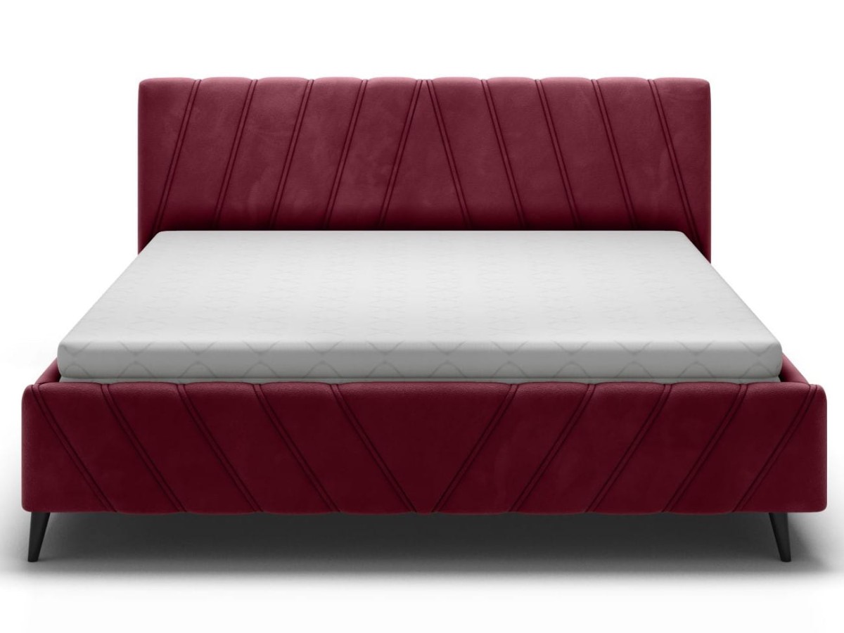 Łóżko Tapicerowane Calypso Tkanina Riviera 59 + Riviera 100 + Neiva Ellin 1024 Do Sypialni Wysokie Czarne Nogi.jpg