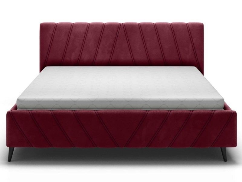 Łóżko Tapicerowane Calypso Tkanina Riviera 59 + Riviera 100 + Neiva Ellin 1024 Do Sypialni Wysokie Czarne Nogi.jpg