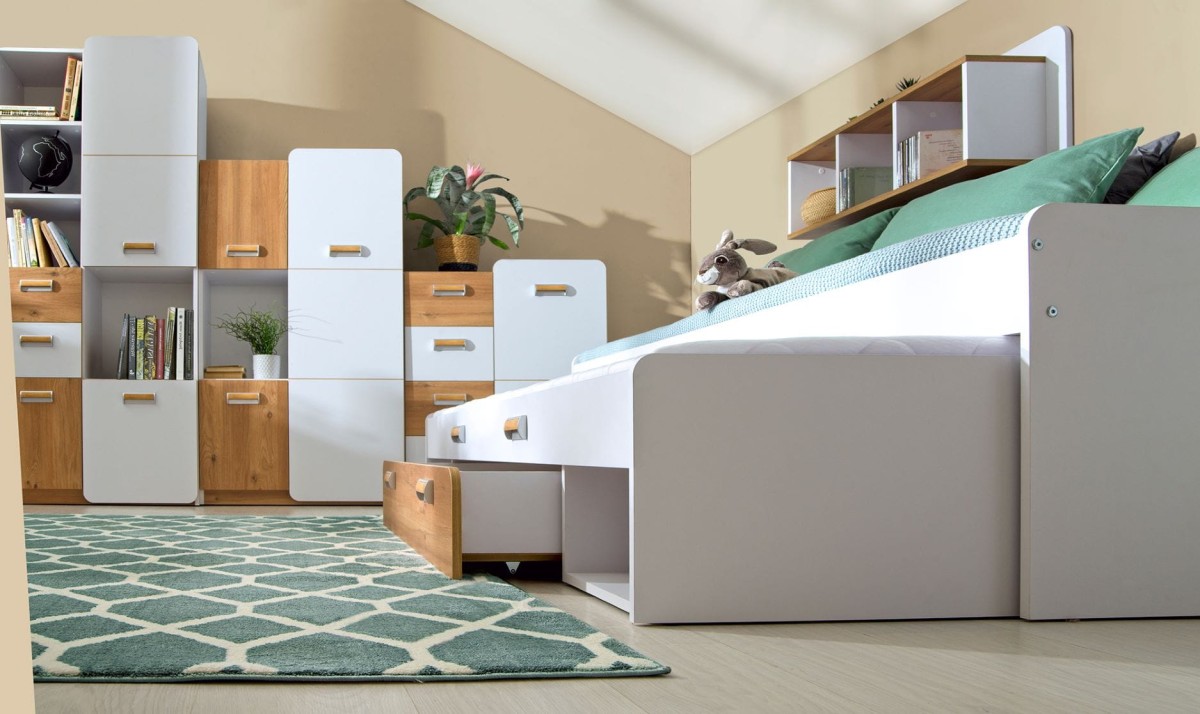 Detale Szczegóły Łóżko Lorento 16 Dwuosobowe Rozsuwane Do Pokoju Dziecka Młodzieżowe 2 - osobowe Biały Dąb Szuflada .jpg