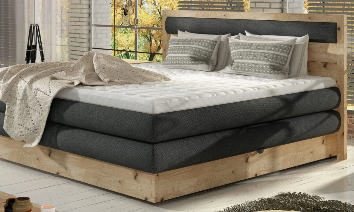 Łóżko DIORI Kontynentalne Tapicerowane Rama Naturalny Dąb Do Sypialni Pojemnik Na Pościel BOXSPRING MASSIVE WOOD WERSAL 1.jpg
