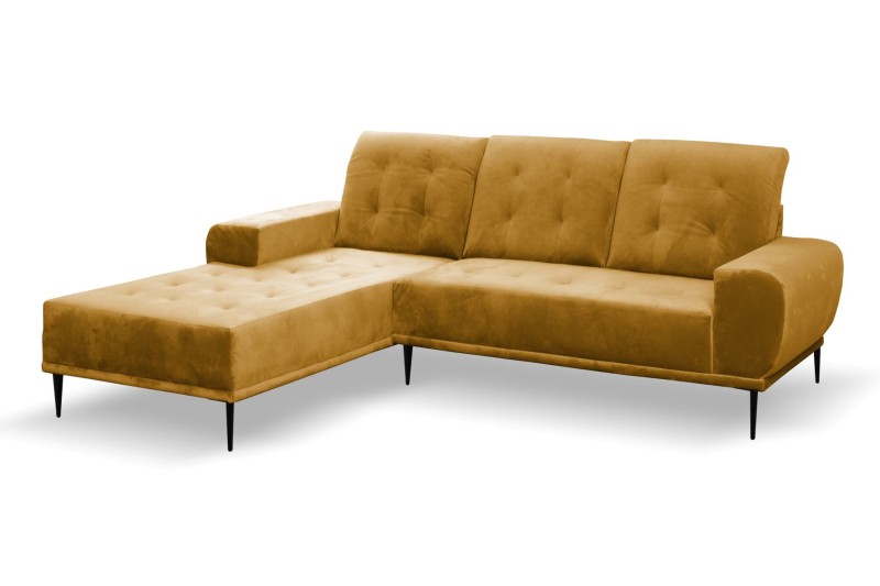 Narożnik RAPALLO Tiffany 08 Żółty Musztarda Pomarańcz Orange Styl LOFT Regulowany Zagłóek Czarna Nóżka.jpg