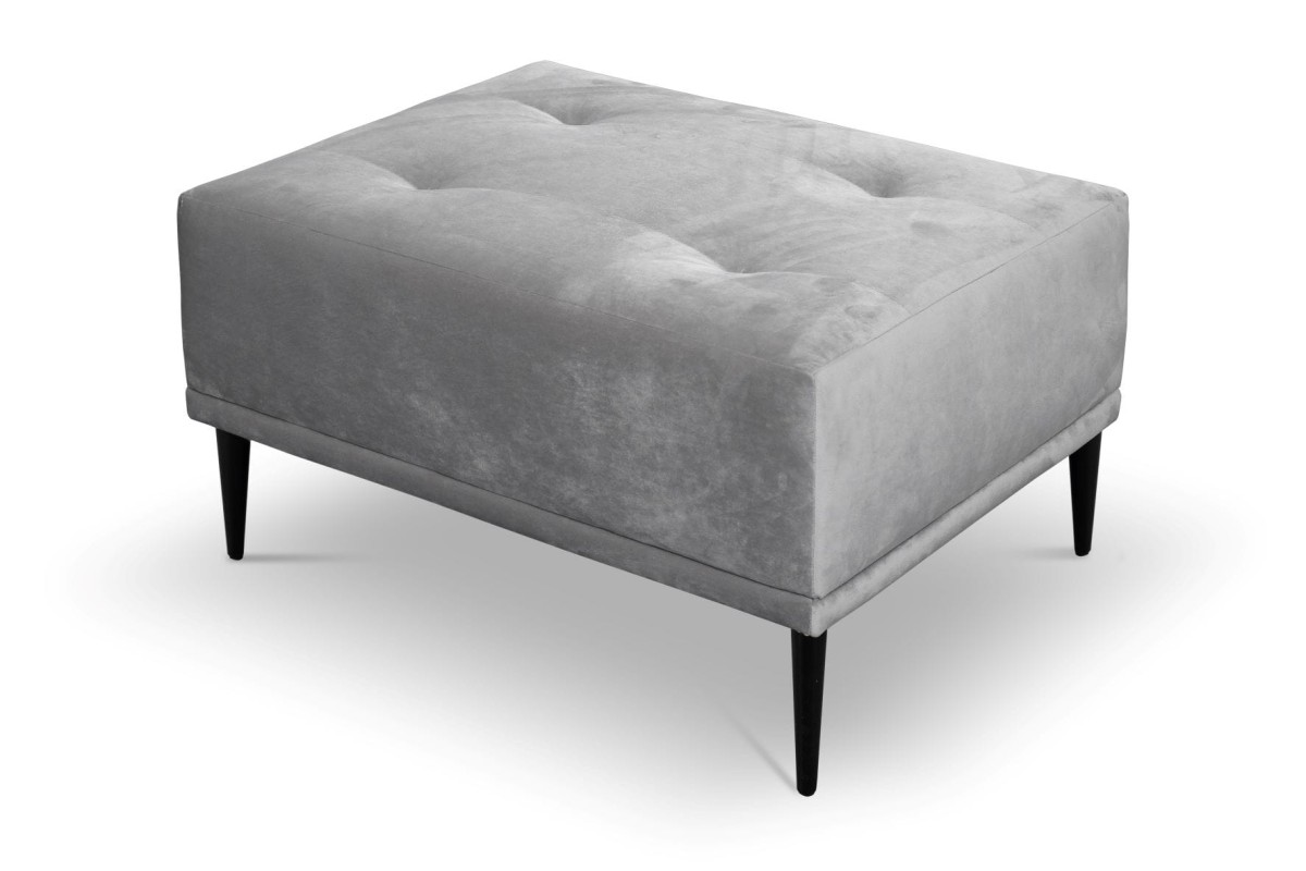 Pufa RAPALLO Tkanina Tiffany 15 Szara Styl LOFT Do Salonu Pik Wysokie CZarne Nóżki.jpg