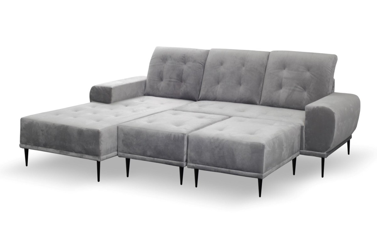 Narożnik RAPALLO Tkanina Tiffany 15 Styl LOFT Nowoczesny Do Salonu Szary Pufy.jpg