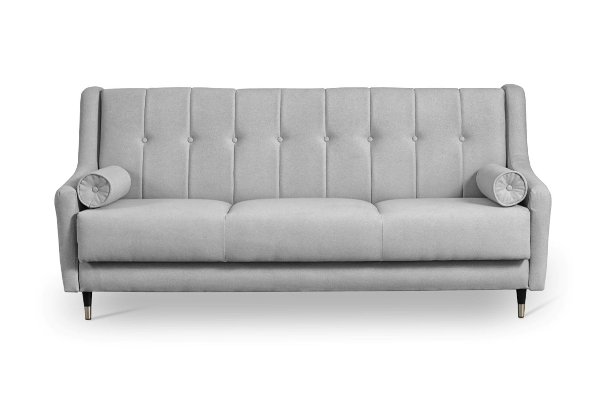 WERSALKA PLATON Sofa Tkanina CALDO 16 Szara Do Salonu Czarne Złote Nóżki.jpg