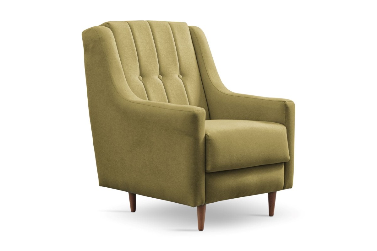 FOTEL PLATON Tkanina CALDO 9 Zielony Oliwkowy Nóżki Drewniane Buk 12 cm Do Salonu Pokoju.jpg