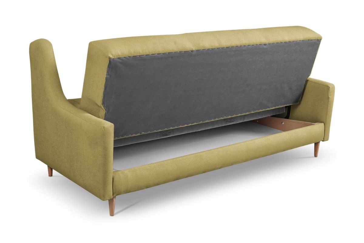 WERSALKA PLATON Sofa Tkanina CALDO 9 Zielona Oliwkowa Do Salonu Kanapa Czarne Nóżki Pojemnik na Pościel.jpg