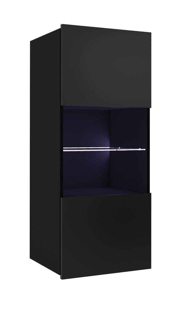 WITRYNA WISZĄCA czarna PRESTIŻ  Drzwi Półka biały połysk czarny dąb złoty LED.jpg