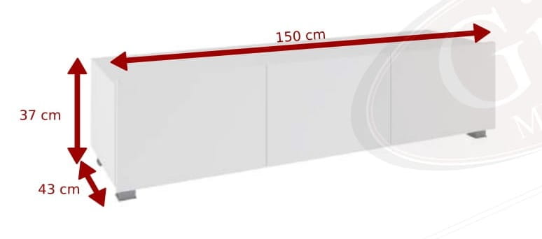 Szafka RTV PRESTIŻ Szerokość 150 cm Uniwersalna Dąb Złoty Wisząca Stojąca Do Salonu Pokoju Nowoczesna MeblościankaC RTV150-1 Wymiary.jpg