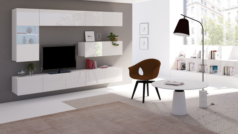 ZESTAW NR 4 BIAŁY PRESTIŻ ZESTAW MEBLI Do Salonu Meblościanka POKÓJ Szafka Wisząca Uniwersalna RTV Wysoki Połysk.jpg