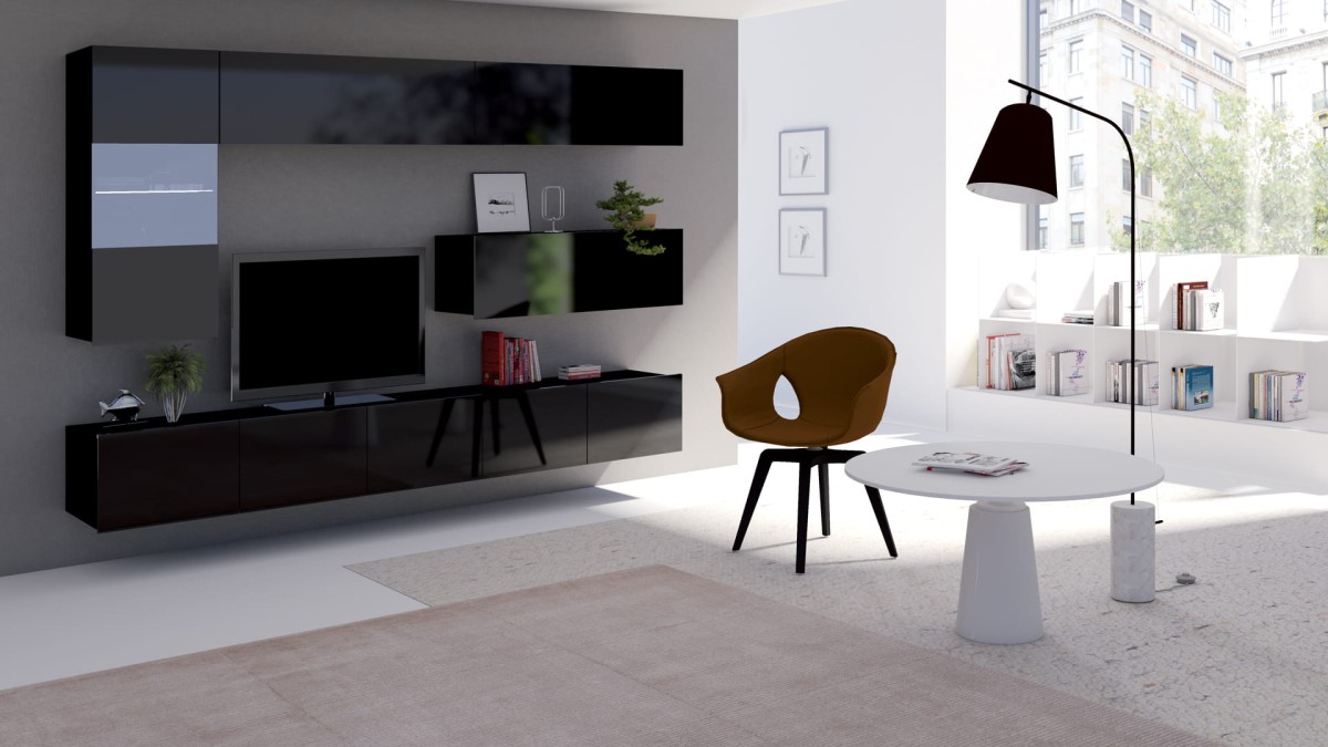 ZESTAW NR 4 CZARNY PRESTIŻ ZESTAW MEBLI Do Salonu Meblościanka POKÓJ Szafka Wisząca Uniwersalna RTV Wysoki Połysk.jpg