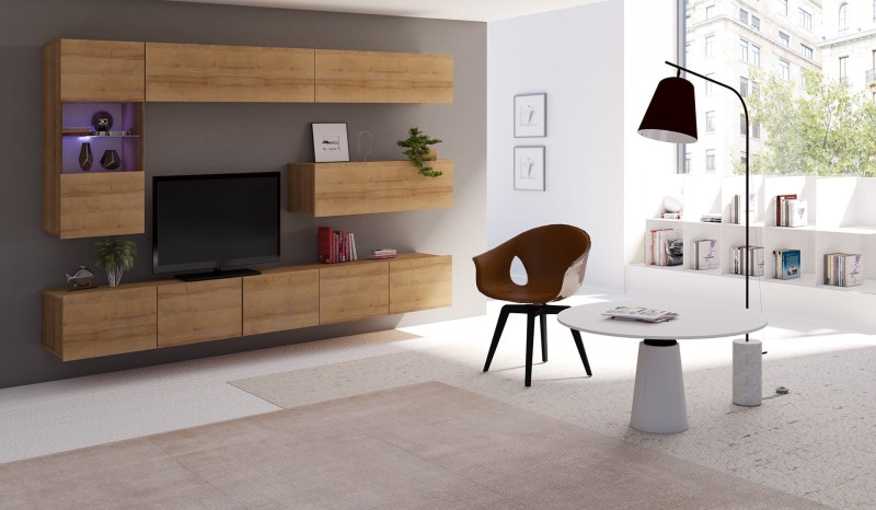 ZESTAW NR 4 DĄB ZŁOTY PRESTIŻ ZESTAW MEBLI Do Salonu Meblościanka POKÓJ Szafka Wisząca Uniwersalna RTV Wysoki Połysk.jpg