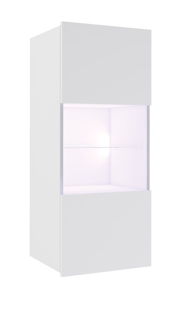 WITRYNA WISZĄCA biała PRESTIŻ  Drzwi Półka biały połysk czarny dąb złoty LED.jpg