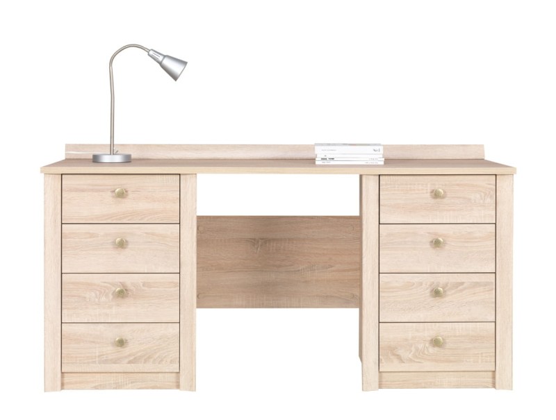 Biurko FINEZJA F16 Szerokie 160 cm Duże 8-Szuflad Dąb Sonoma  Do Pokoju Biura Gabinetu Tradycyjne Klasyczne Nowoczesne