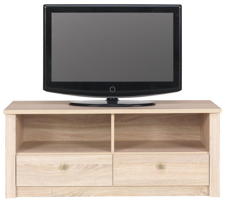 Szafka RTV FINEZJA F 18 Szerokość 120 cm Wysokość 47 cm 2-Szuflady Dąb Sonoma Czekolada Do Salonu Pokoju Stolik Tradycyjny Klasyczny Nowoczesny