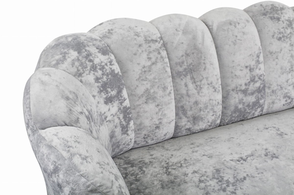 Sofa ADRIA Muszelka Tkanina Eureka 2132 Kanapa Nowoczesny Szara Velvet Welur Siwa Srebrna Do Gabinetu Salonu Studia Urody Biura Detale .jpg