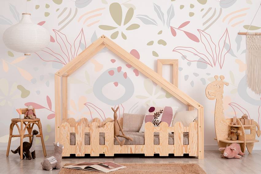 Łóżko LENA F Barierka Domek Komin Sosnowe Drewniane.jpg