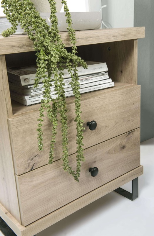 Szafka Nocna KALI Dwie Szuflady Dąb Artisan Nowoczesna do Sypialni Pokoju Dziecka Młodzieżowa Nowość Pojemna .jpg