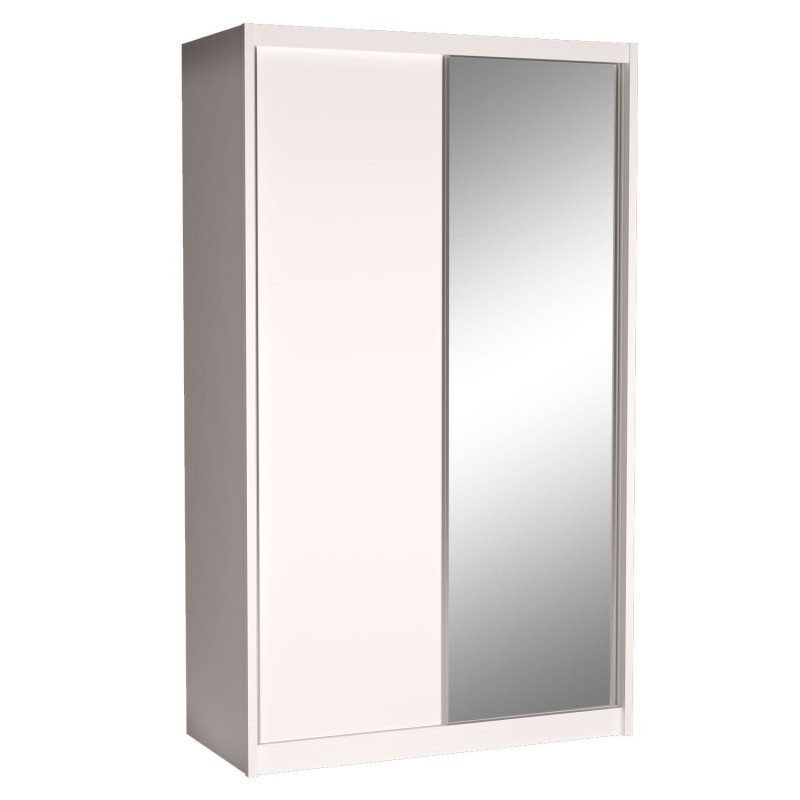 Szafa Przesuwna MIKI Wysoka 240 cm Szerokość 143 cm Głębokość 67 cm Dwudrzwiowa Szuflady Lustro Półki Drążek Biała Biel Alpejska.jpg