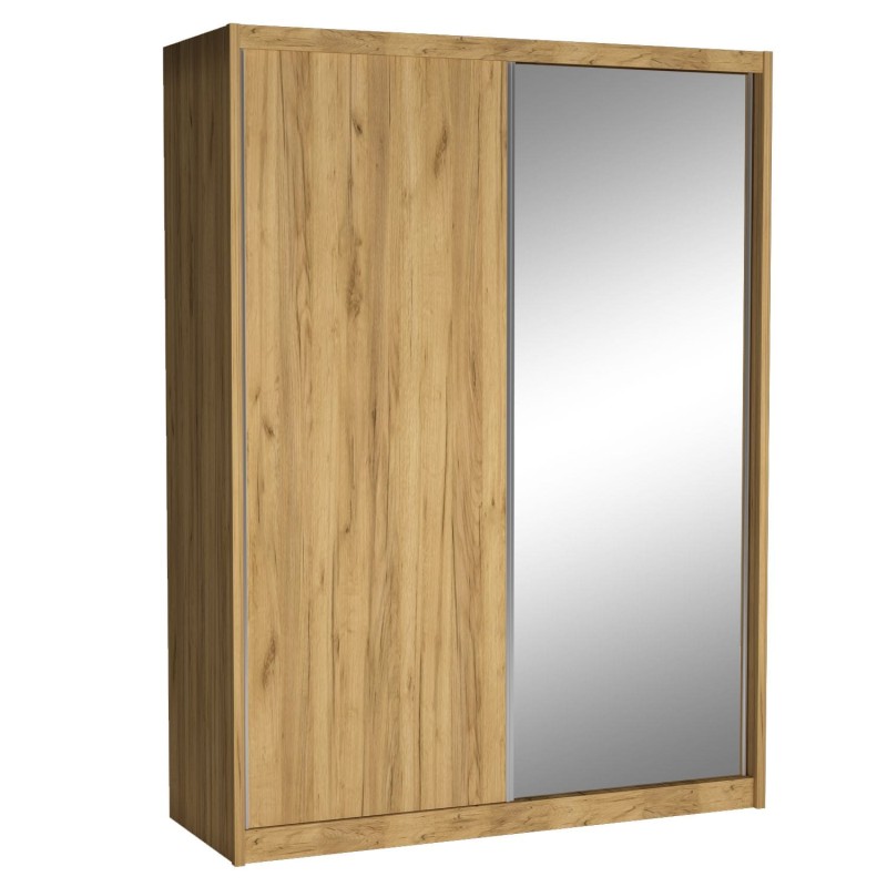 Szafa Przesuwna MIKI Wysoka 240 cm Szerokość 180 cm Głębokość 67 cm Dwudrzwiowa Szuflady Półki Drążek Dąb KRAFT ZŁOTY Lustro.jpg