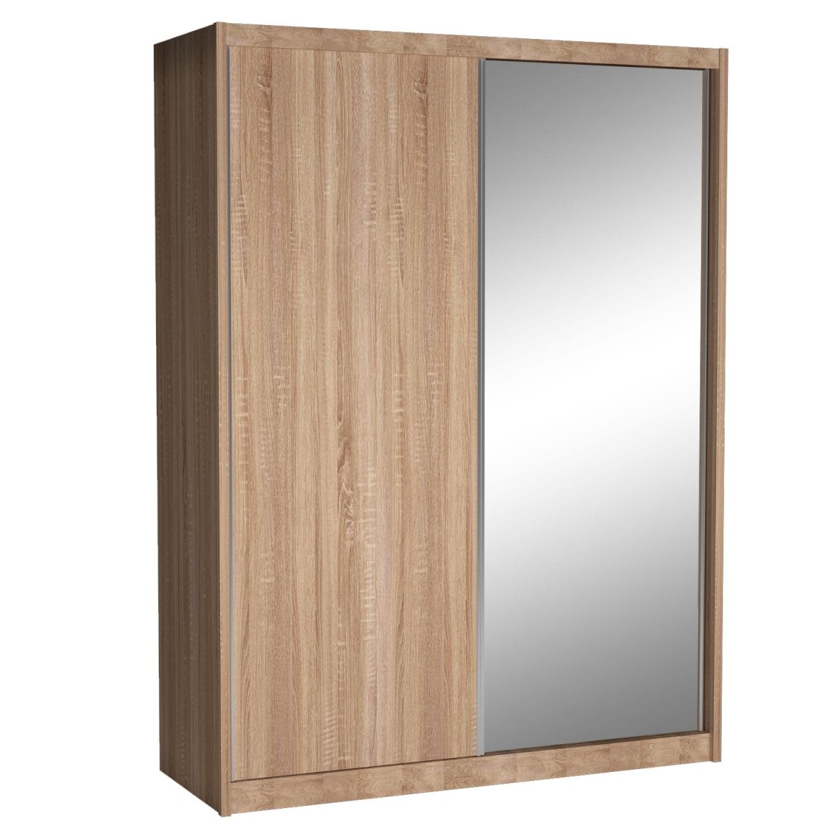 Szafa Przesuwna MIKI Wysoka 240 cm Szerokość 180 cm Głębokość 67 cm Dwudrzwiowa Szuflady Półki Drążek DĄB SONOMA Lustro.jpg