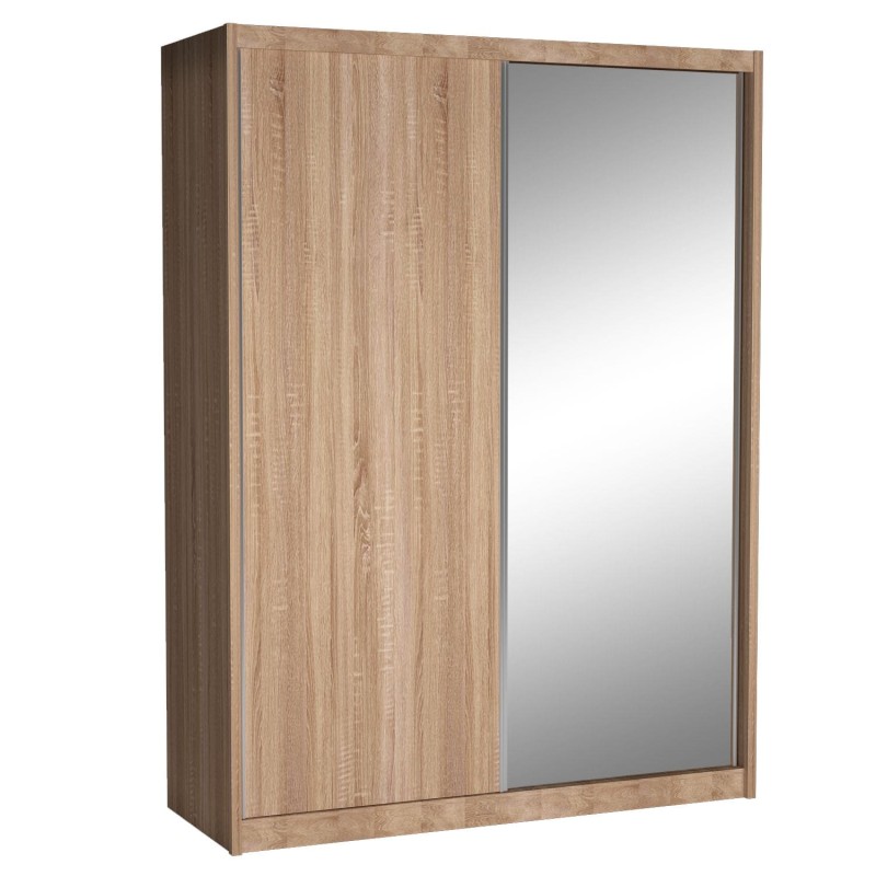 Szafa Przesuwna MIKI Wysoka 240 cm Szerokość 180 cm Głębokość 67 cm Dwudrzwiowa Szuflady Półki Drążek DĄB SONOMA Lustro.jpg
