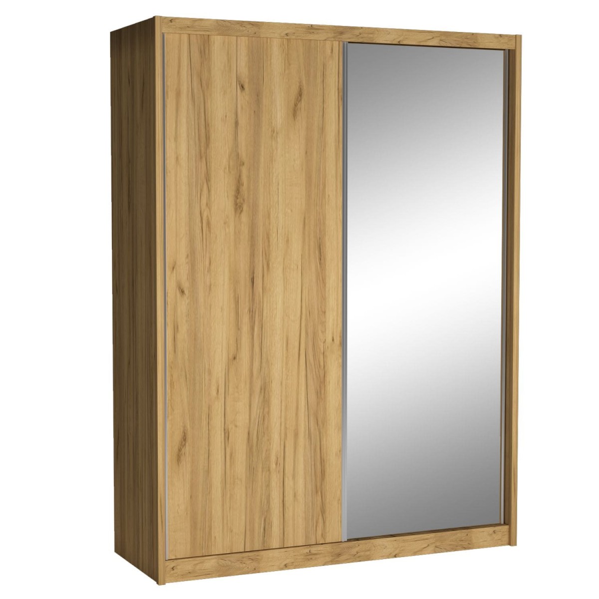 Szafa Przesuwna MIKI Wysoka 240 cm Szerokość 180 cm Głębokość 67 cm Dwudrzwiowa Szuflady Półki Drążek Dąb KRAFT ZŁOTY Lustro.jpg