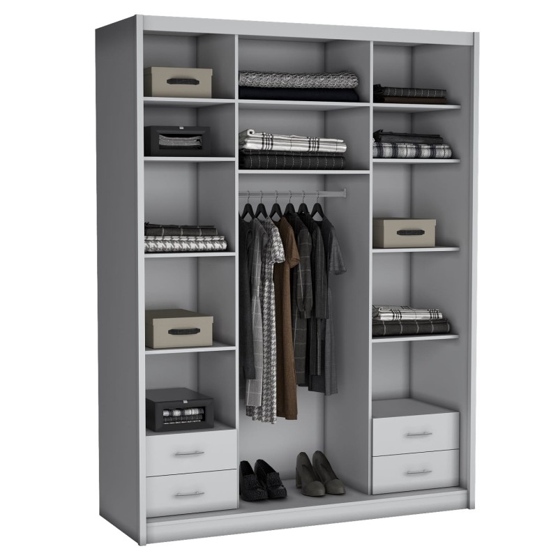 Szafa Przesuwna MIKI Wysoka 240 cm Szerokość 180cm Głębokość 67 cm Dwudrzwiowa Szuflady Półki Drążek Środek.jpg